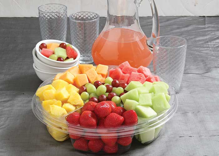 table cut fruit arrangement
