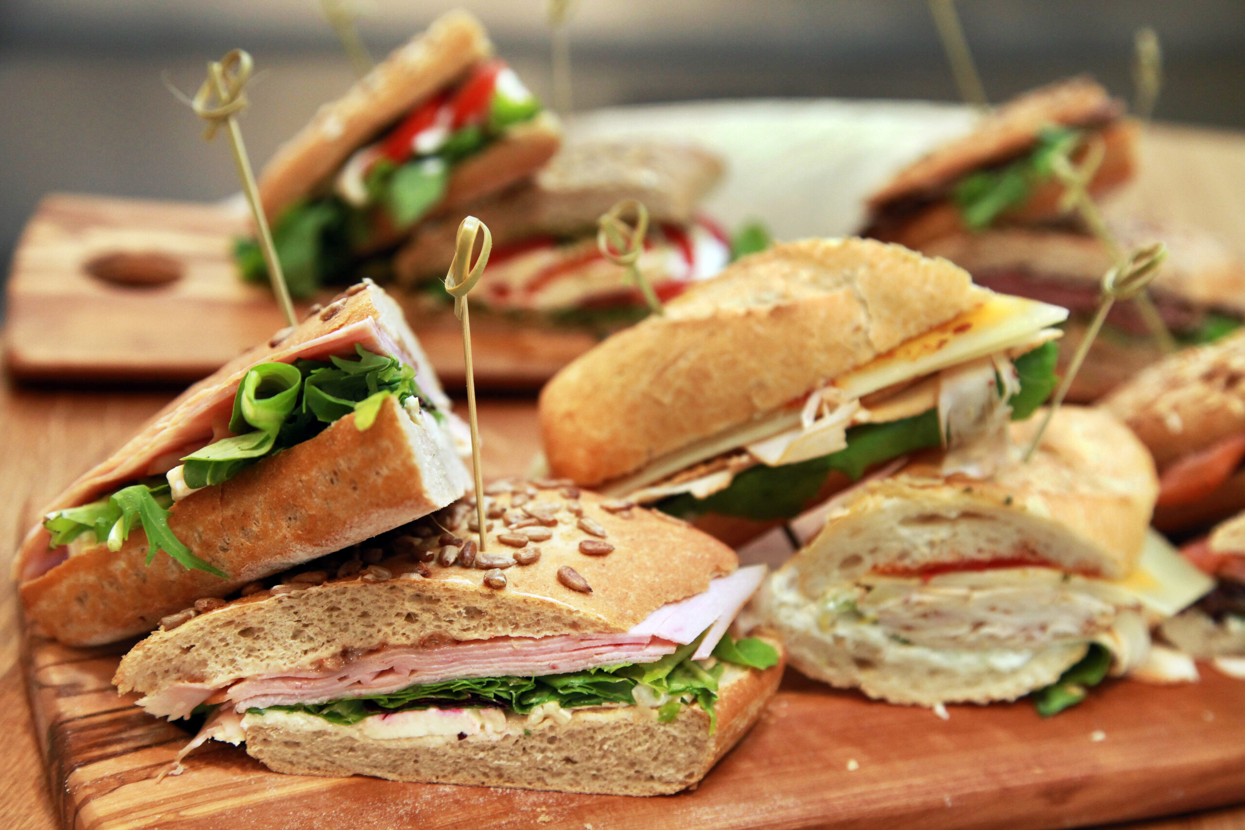 Sandwiches platter on the table.